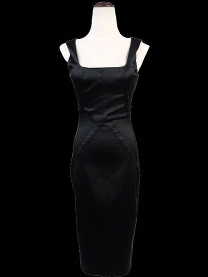 Excellent Dolce Gabbana Black Sleeveless Fitted Dress Nylon