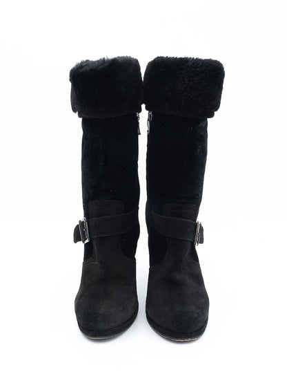 Excellent GF Ferre Black Leather High-Heeled Ankle Boots Size 38.5