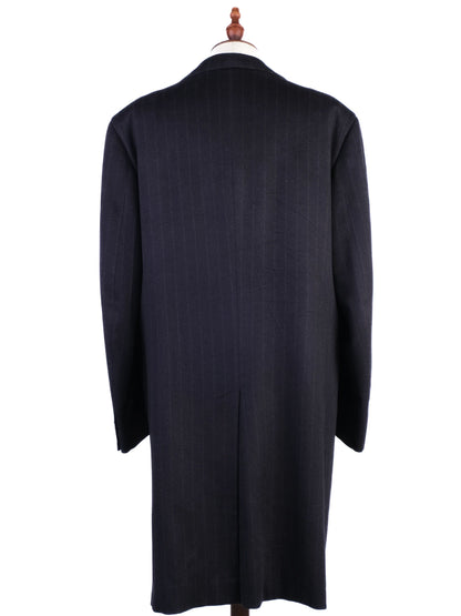 Excellent BRIONI Black Cashmere Pinstripe Overcoat for Men
