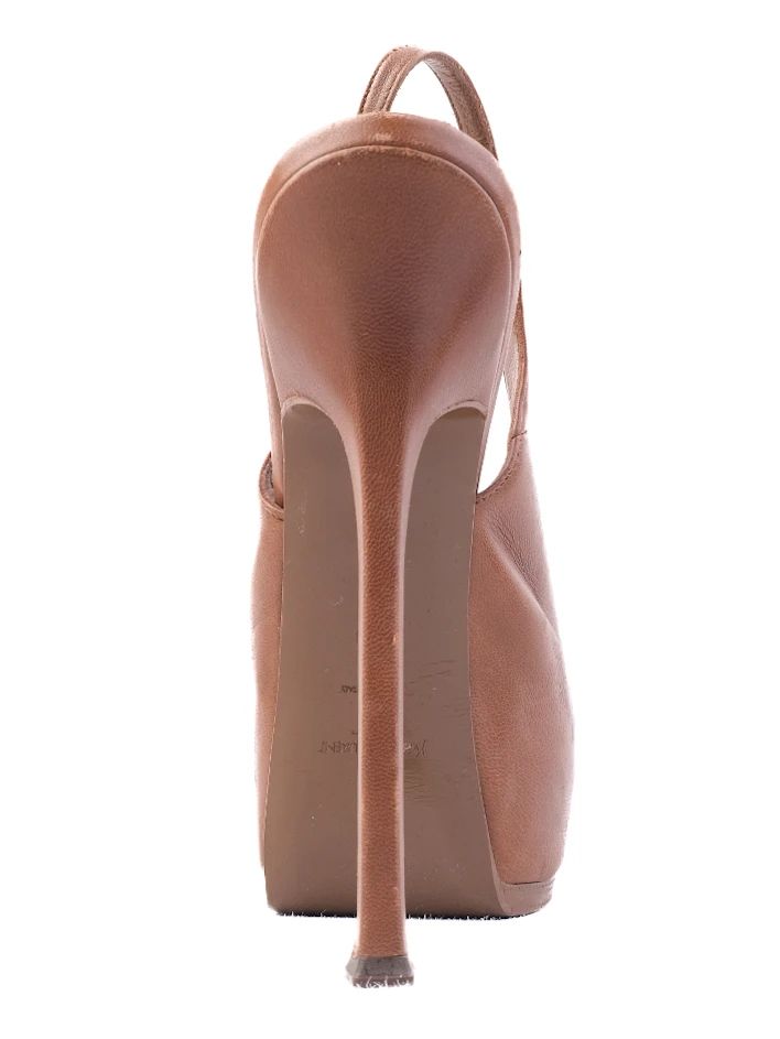 Excellent Yves Saint Laurent Orange Leather High-Heeled Shoes Size 39