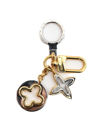 NEW Louis Vuitton Keychain Gold Silver Floral Star Combined Metal