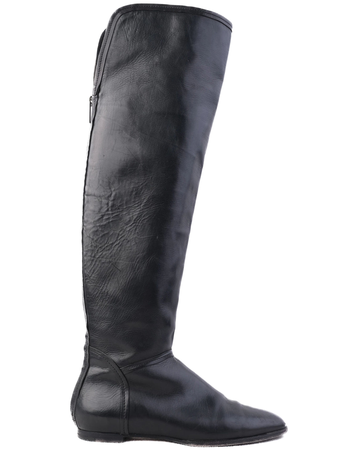 Good Jimmy Choo Black Leather Riding Boots Size 37