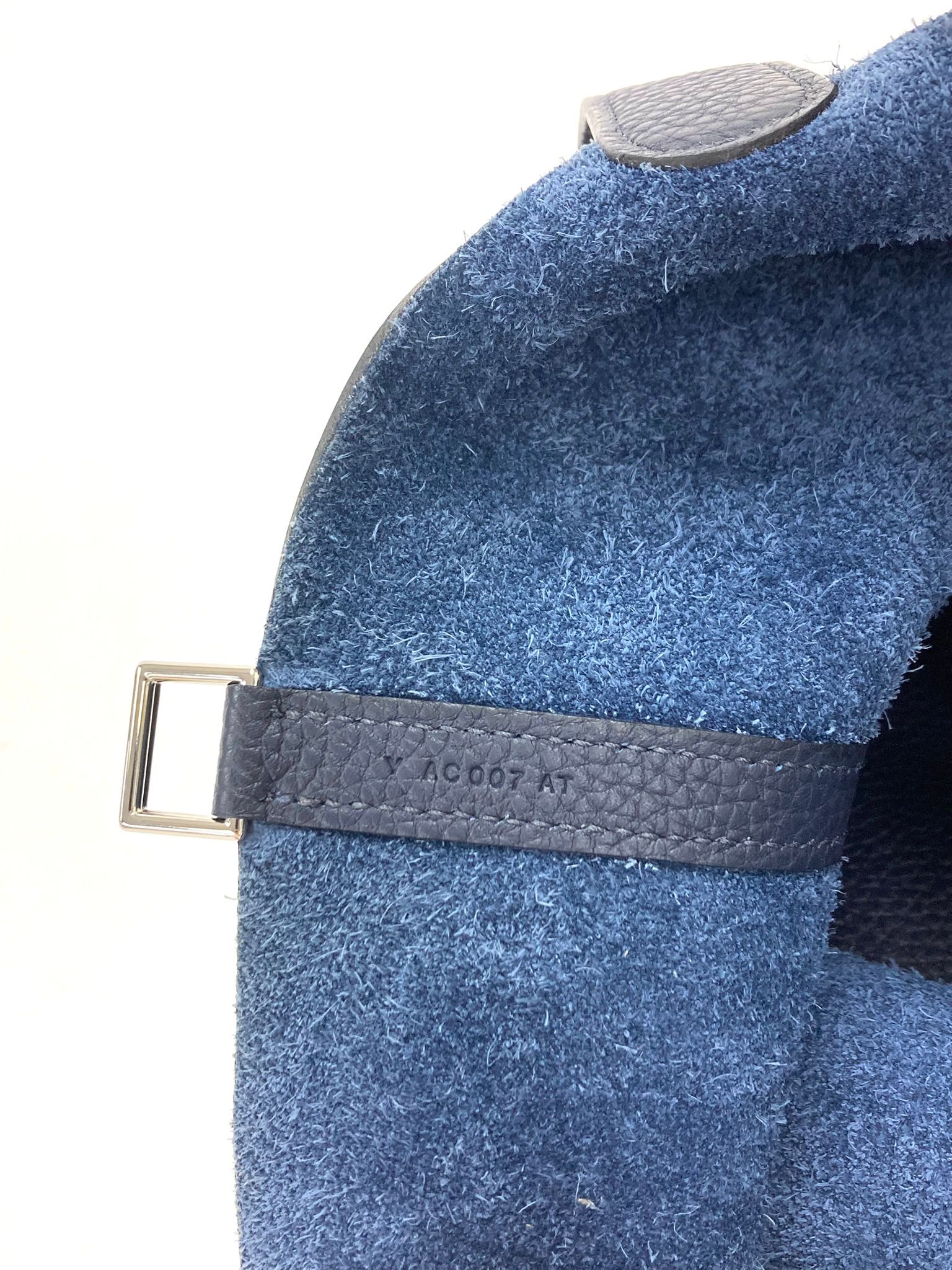 Hermes Navy Picotin MM,Taurillon Clemence PHW  Y Stamp