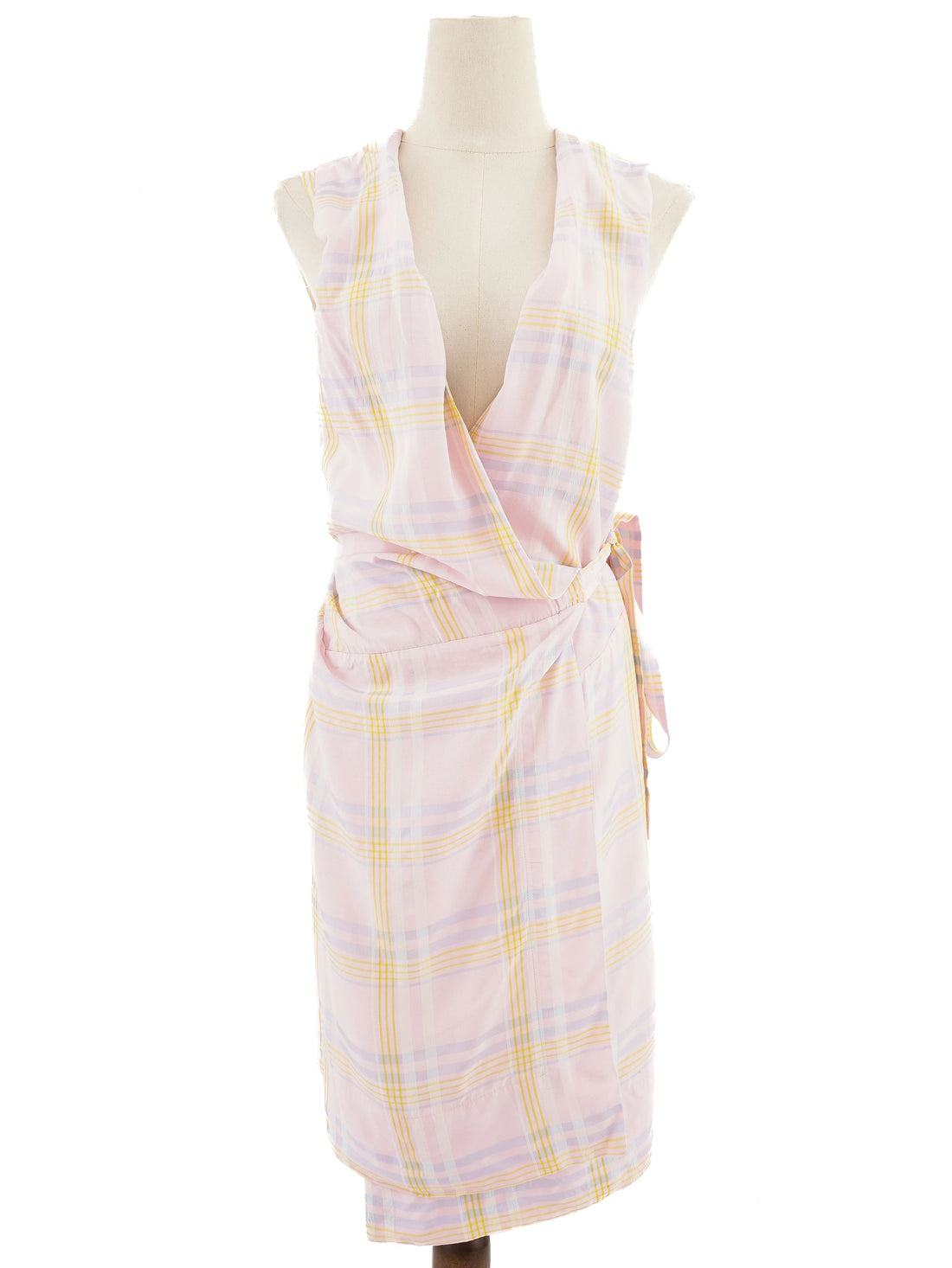 Excellent Vivienne Westwood Pink Plaid Wrap Dress Size L Viscose
