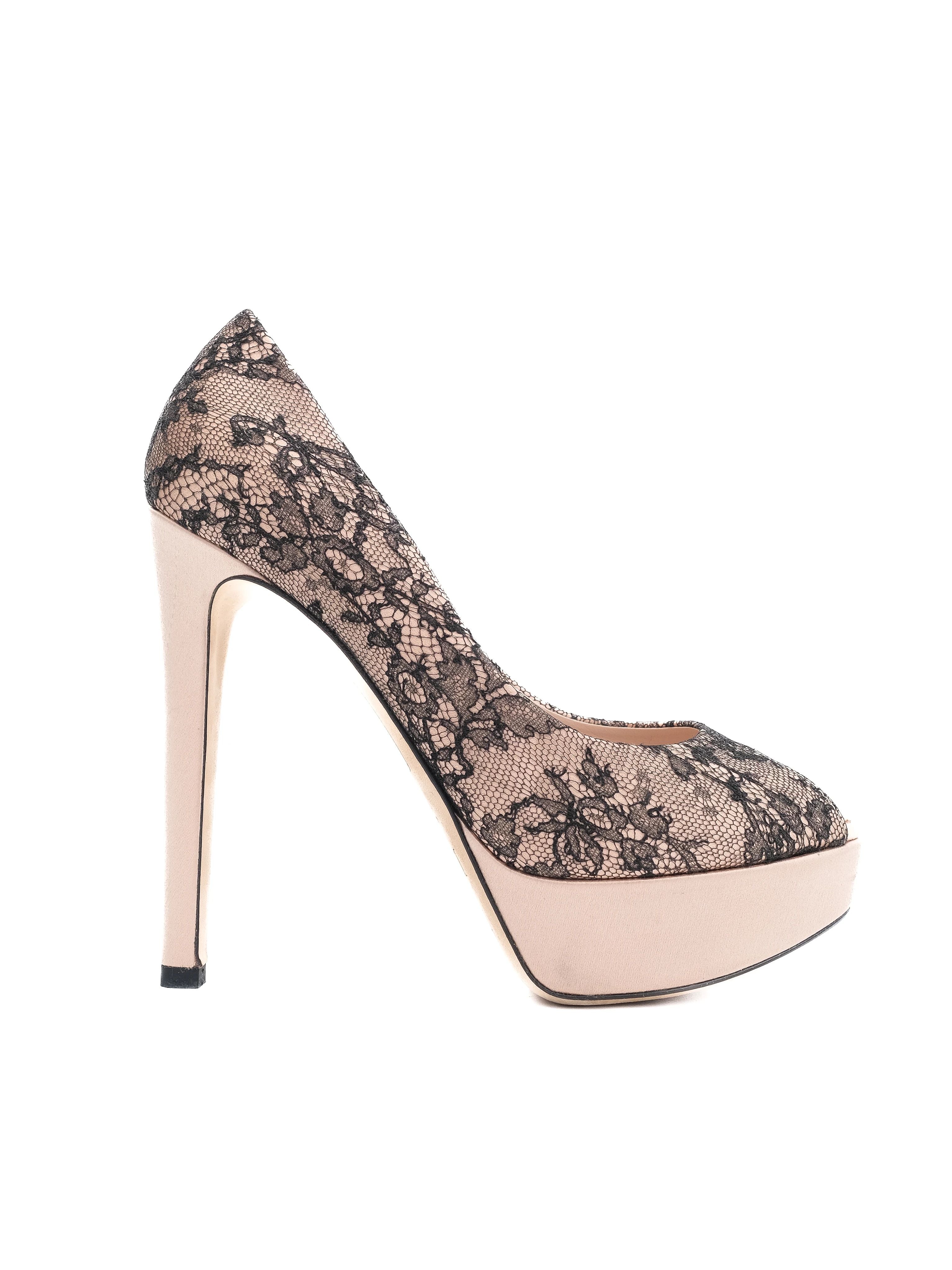 Excellent Dior Pink High-Heeled Shoes Lace Overlay Size 38