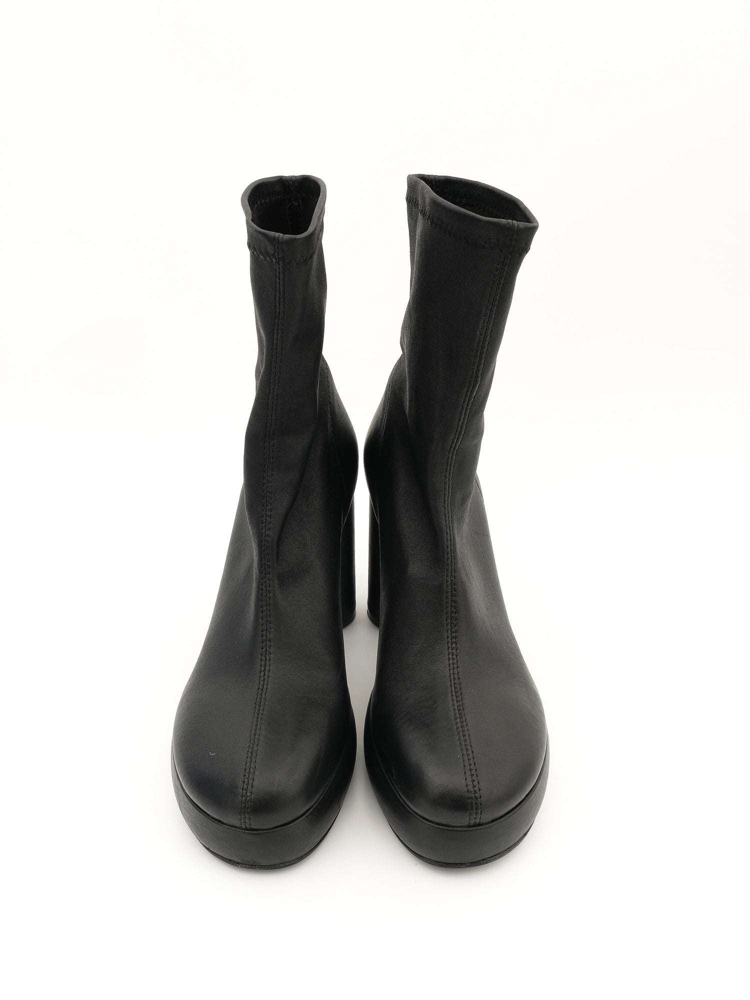 Vic Matie Black Leather High-Heeled Ankle Boots Size 37