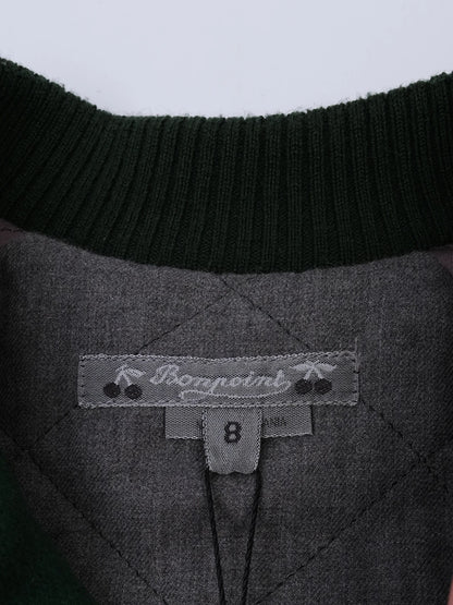 Excellent Bonpoint Varsity Jacket Green Cotton Size 8 For Kids