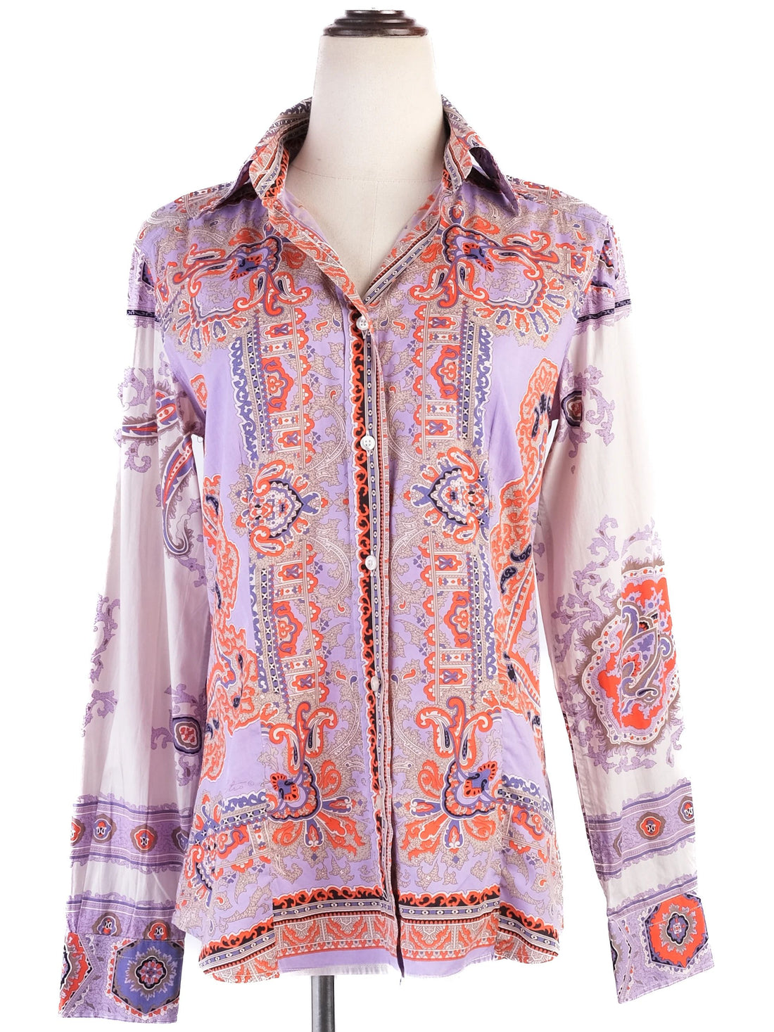 ETRO Long Sleeve Button-Up Shirt Size M Multicolor Paisley Print
