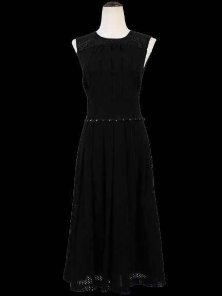 Excellent Cavalli Class Black Cotton Sleeveless Dress with Embellishments