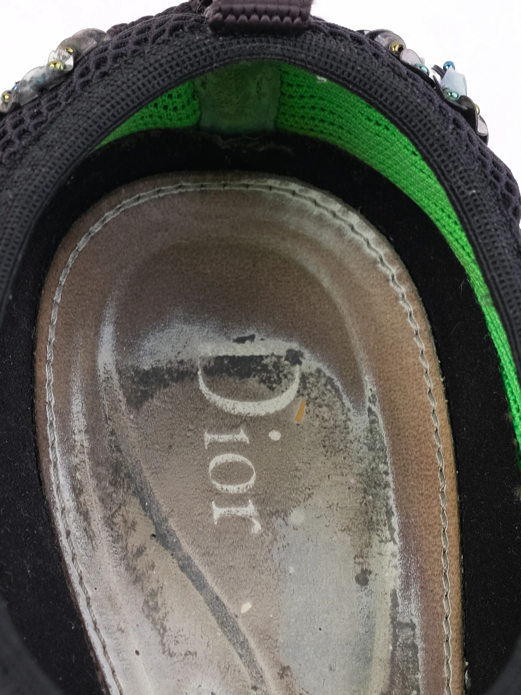 Good Condition Dior Black Fabric Embellished Sneakers Size 36