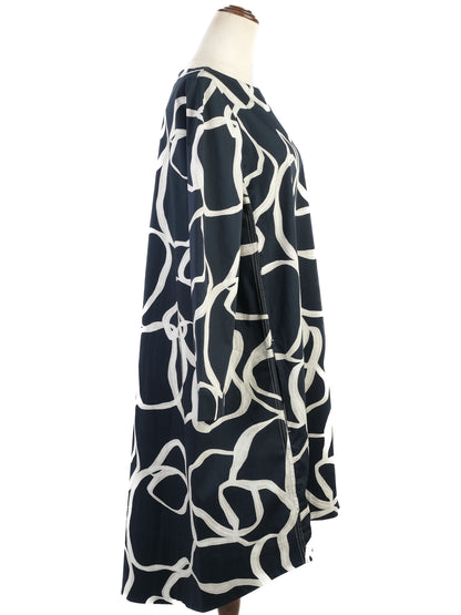 NEW Cos Black Dress with White Abstract Pattern Size L