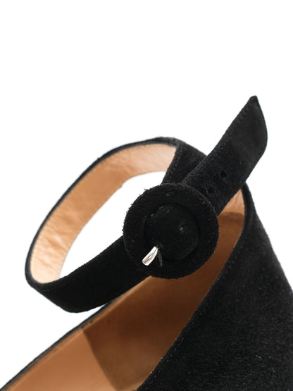 EXCELLENT Gianvito Rossi Black Suede Ankle Strap Platform Shoes Size 37.5