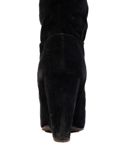 Excellent Giuseppe Zanotti Black Genuine Suede Knee-High Wedge Boots Size 36