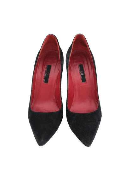 Good Carolina Herrera Black Genuine Suede High-Heeled Shoes Size 37