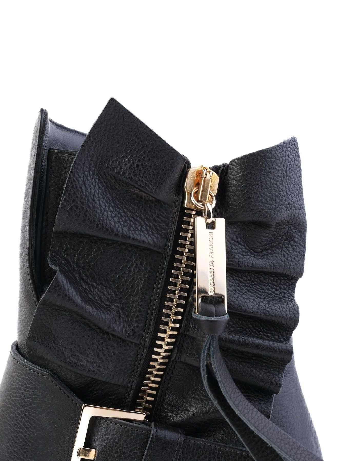 Excellent Elisabetta Franchi Black Leather Ankle Boots Size 36