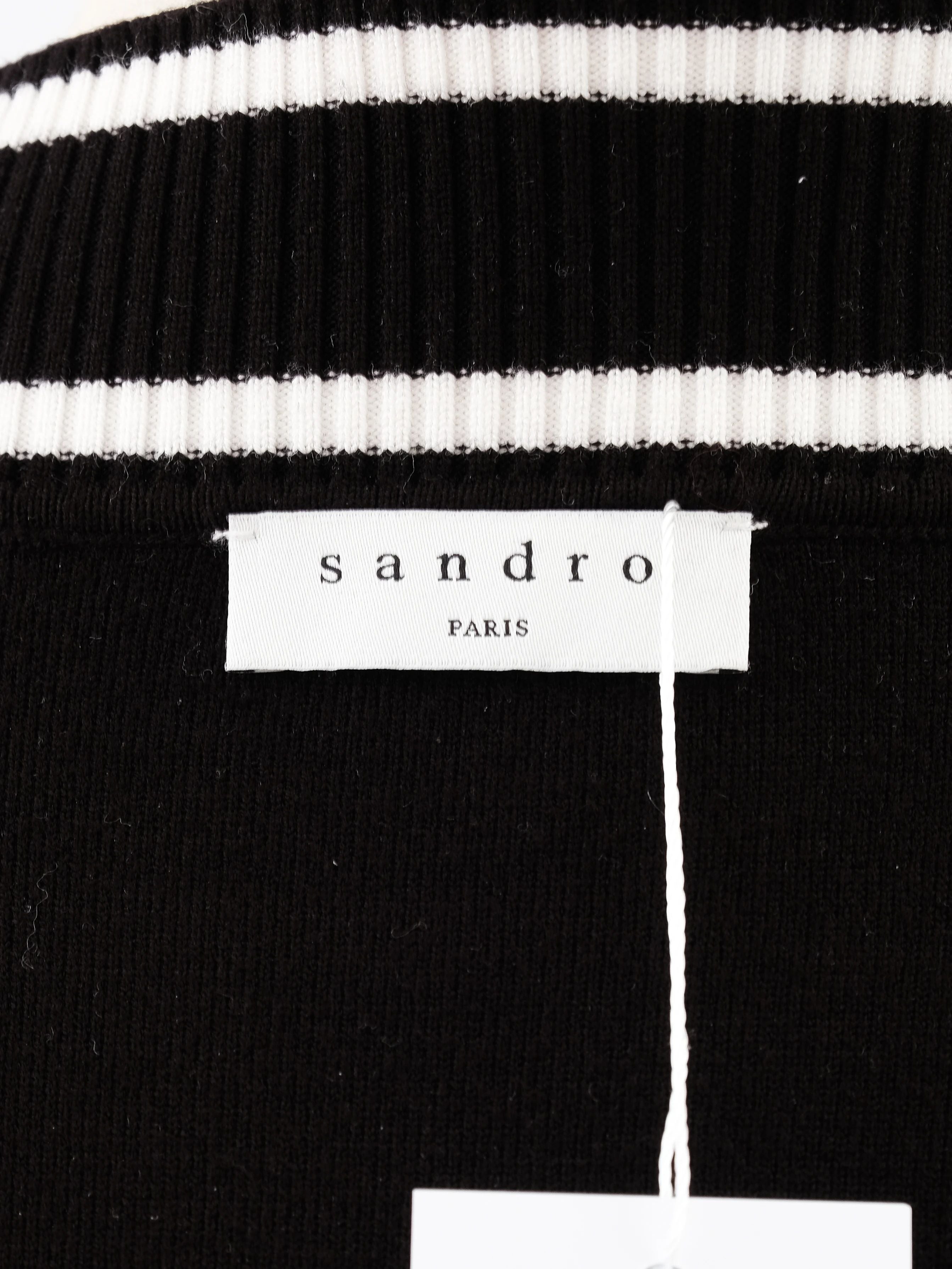 Excellent Sandro Black Cardigan with White Trim Size M