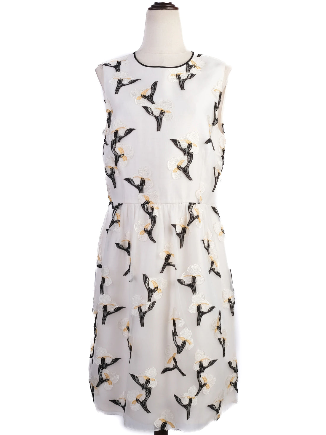 Excellent Tory Burch Floral Sleeveless Dress Size L Viscose Combined Color