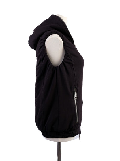 Excellent Phillipp Plein Black Sleeveless Hoodie with Embellished Crest