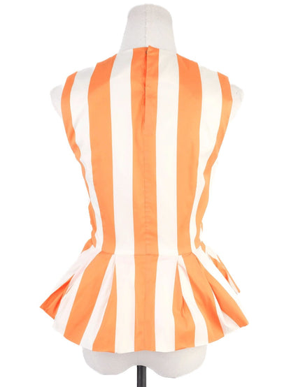 Excellent TOGA Archives Peplum Top Orange Cupro Striped WomenÕs Size