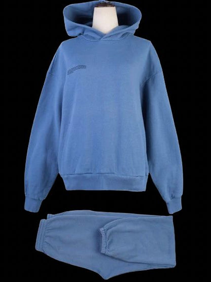 Good Pangaia Blue Cotton Hoodie with Front Pocket Size S