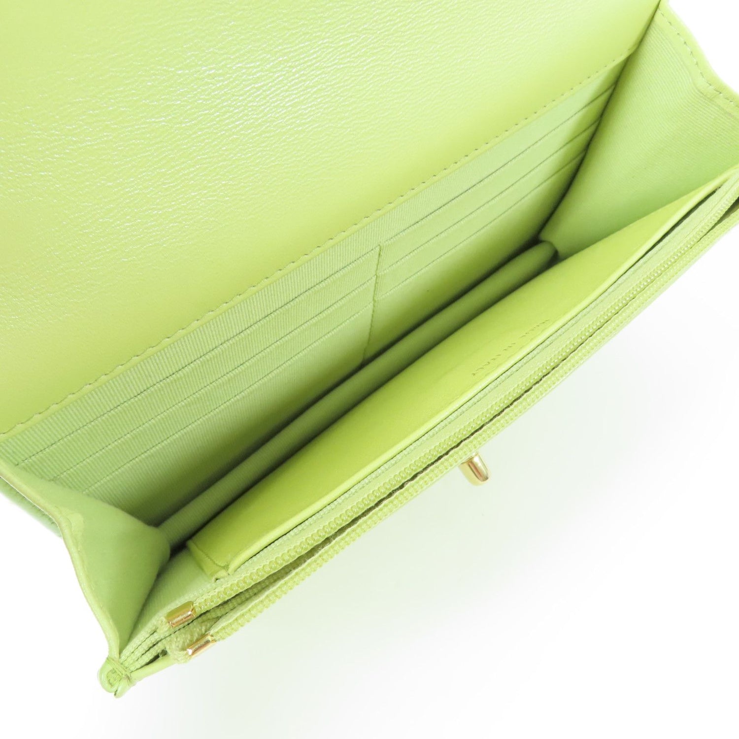 Chanel Green Cowhide Leather Woc Wallet On Chain Golden Cross Shoulder Back Bag Calfskin (cowhide) Ap 31