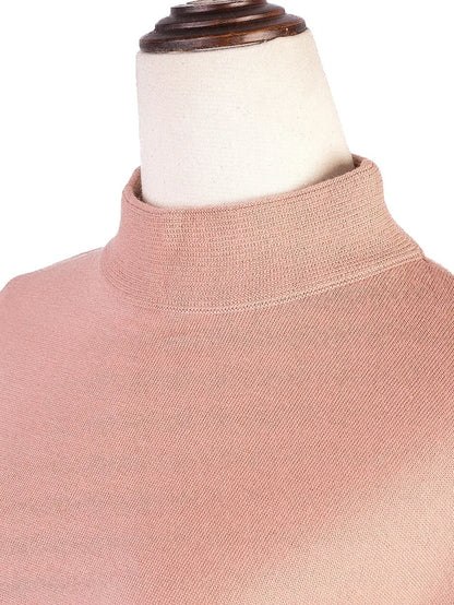 Excellent Pink Wool Dress M High Neckline Long Sleeves Women