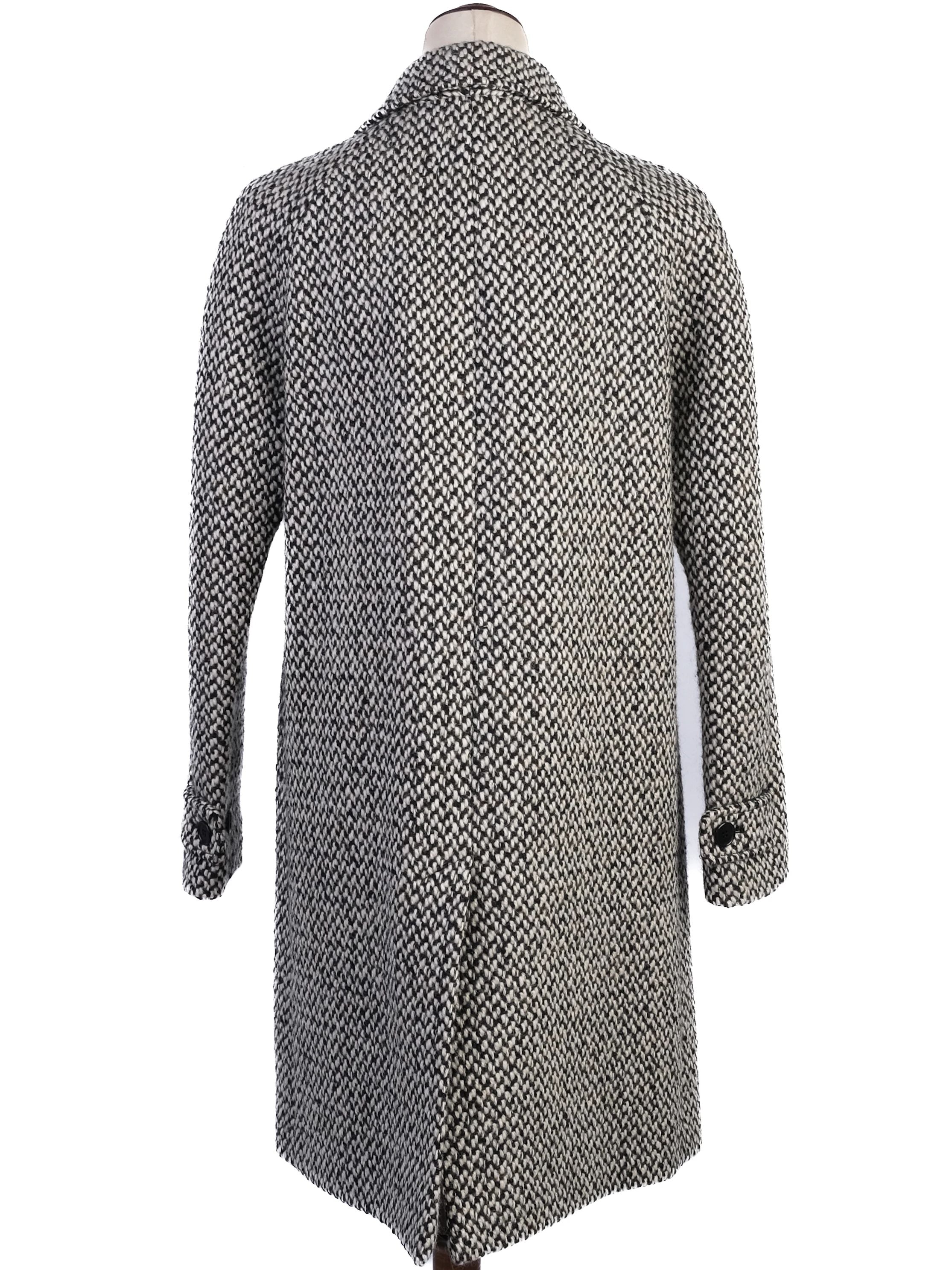 Excellent Saint Laurent Gray Wool Coat XS with Textured Pattern