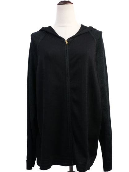 Excellent Marina Rinaldi Black Hooded Jacket XL Viscose YKK Zipper