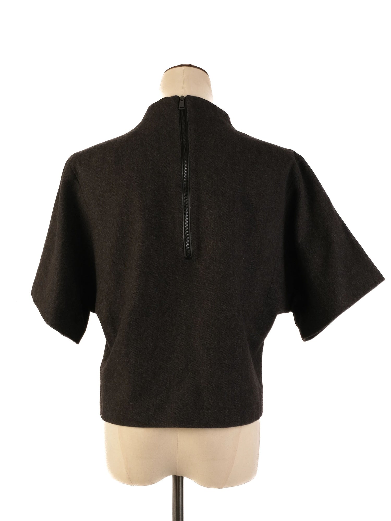 Excellent Ralph Lauren Gray Wool Blouse Size XS with High Neck