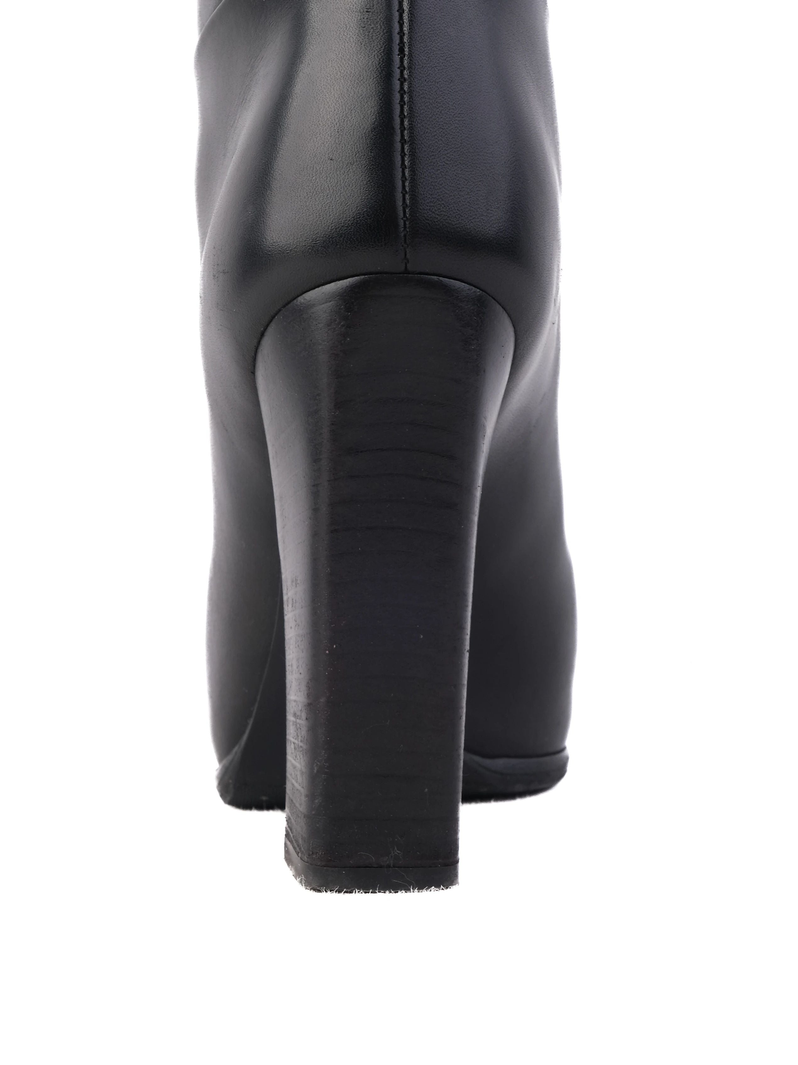 Excellent Dior Black Leather Knee-High Boots Size 36 with Buckle Detail