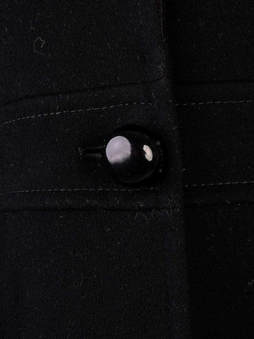Perfect Celine Black Wool Coat with Fur Collar Size 38