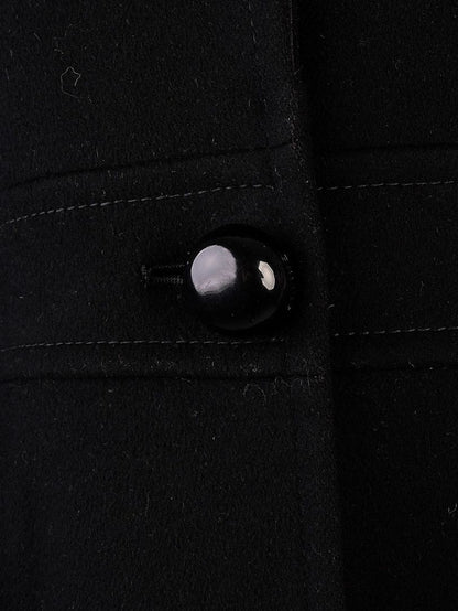 Perfect Celine Black Wool Coat with Fur Collar Size 38