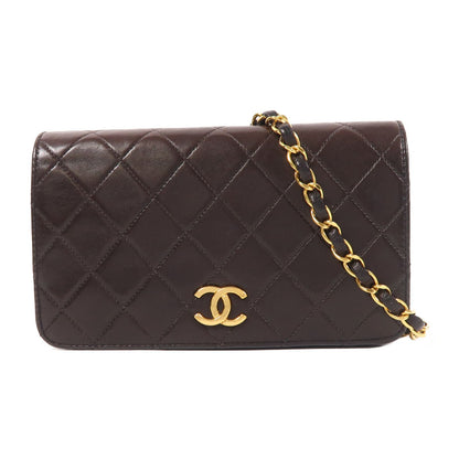 Chanel Black Sheepskin Leather Vintage Chain Shoulder Golden Chain Shoulder Back Bag Lambskin (sheep