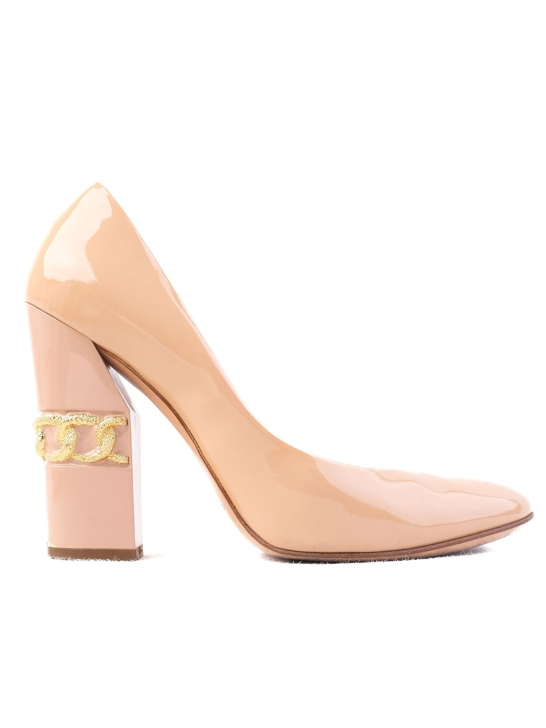 Excellent Casadei White Leather High Heels Size 38.5 with Gold Detail