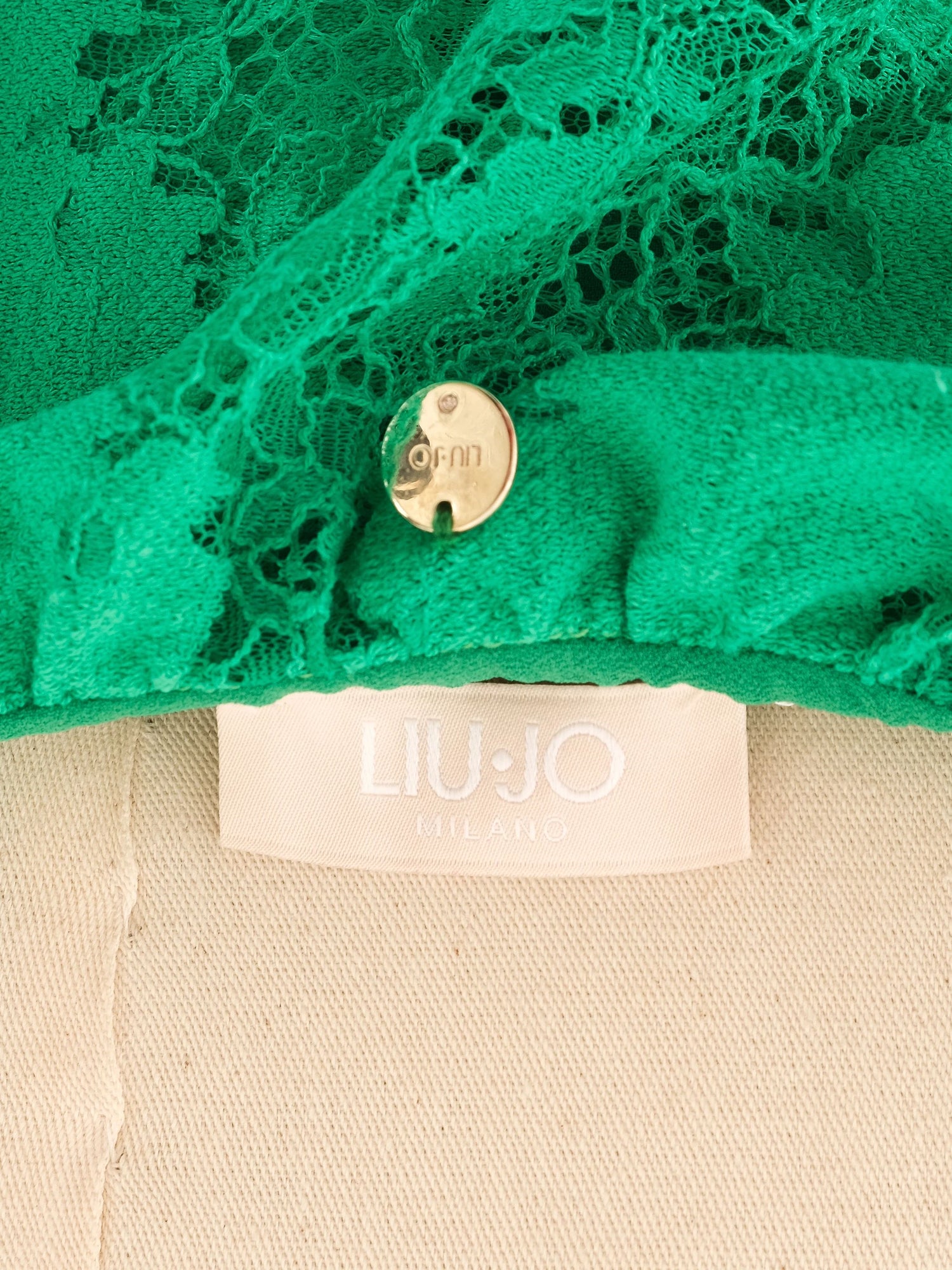 Liu Jo Green Off-The-Shoulder Floral Lace Dress Size L Excellent