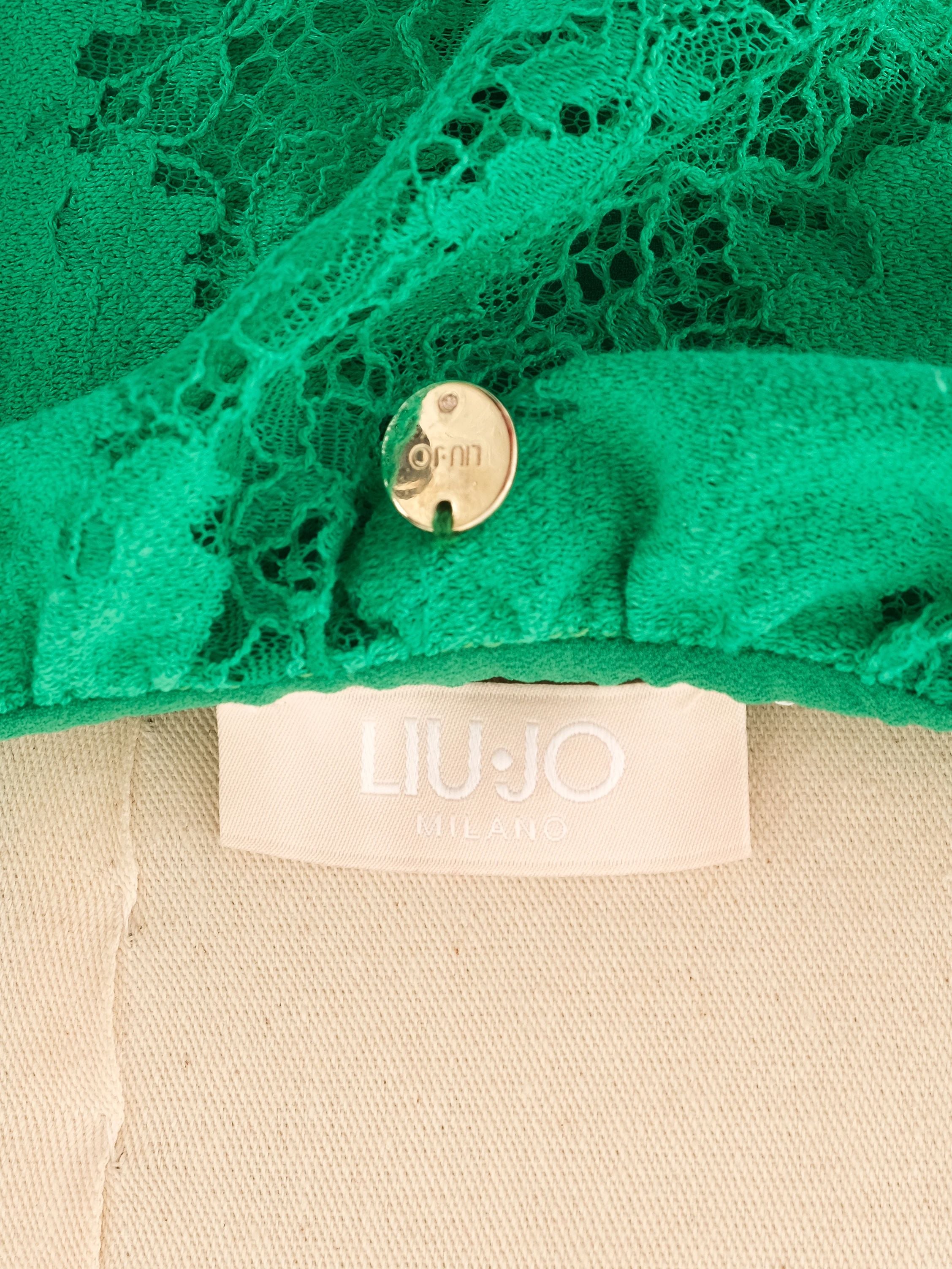 Liu Jo Green Off-The-Shoulder Floral Lace Dress Size L Excellent