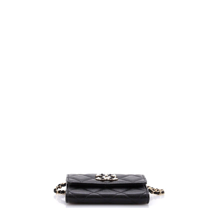Chanel Coco Candy Card Holder On Chain Quilted Caviar