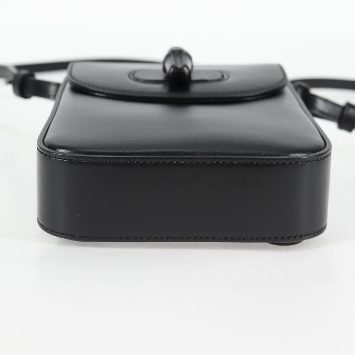 Gucci Calfskin Mini Bamboo Top Handle 3 Way Shoulder Bag Black