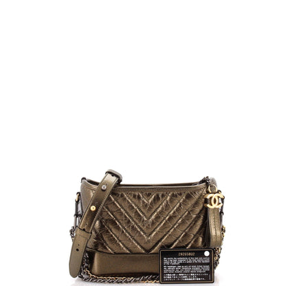 Chanel Gabrielle Hobo Chevron Metallic Aged Calfskin Small