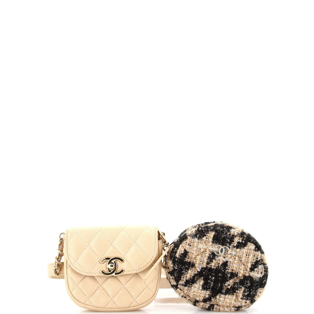 Chanel CC Waist Bag With Coin Purse Quilted Lambskin And Tweed