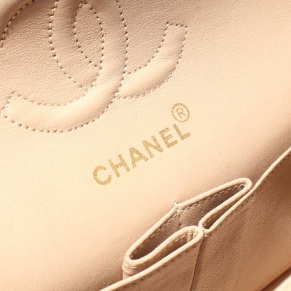 Chanel Beige Matelasse W Flap Shoulder Bag Lambskin (sheep Leather) A 01113