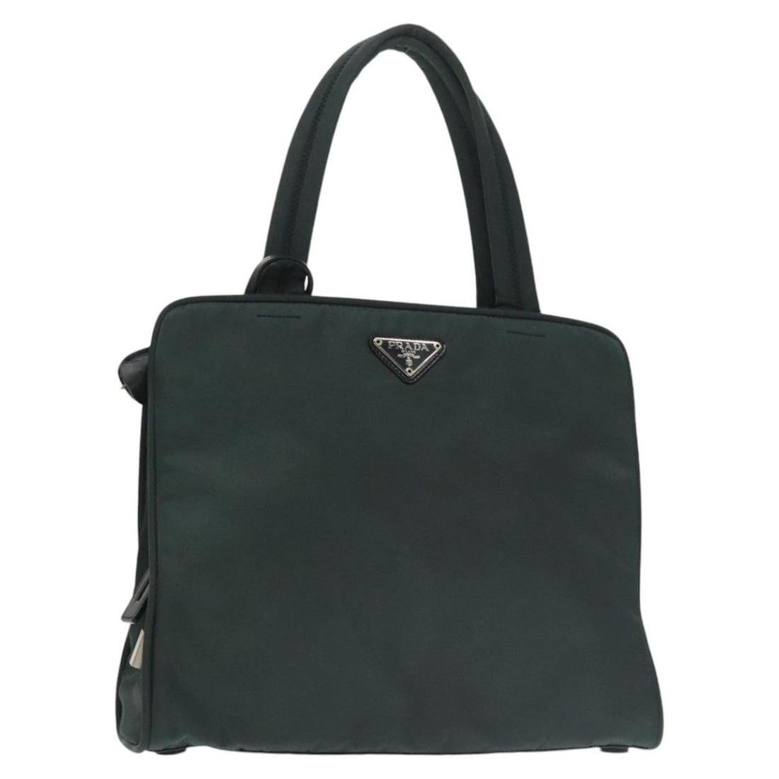 Prada Hand Bag Nylon Green Silver Auth