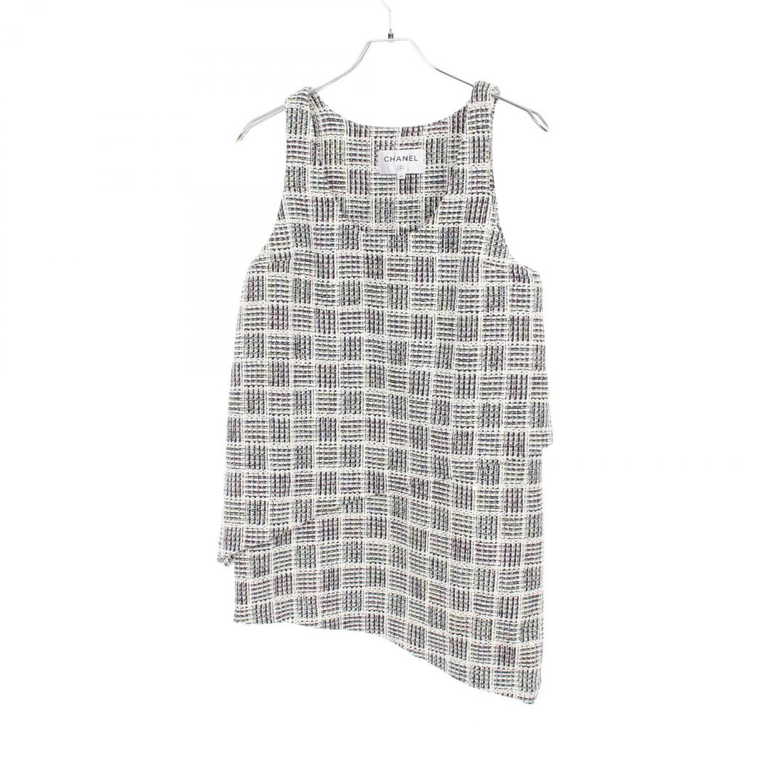 Chanel White Navy Multicolor Coco Mark Dress Fabric P 58812