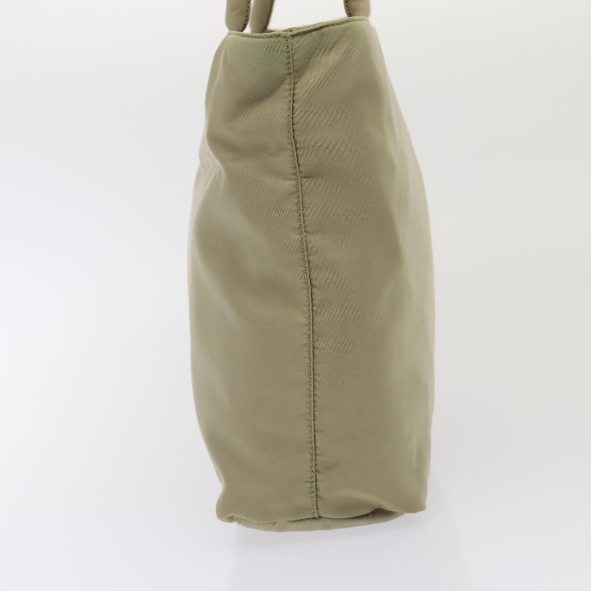 Prada Hand Bag Nylon Beige Silver Auth