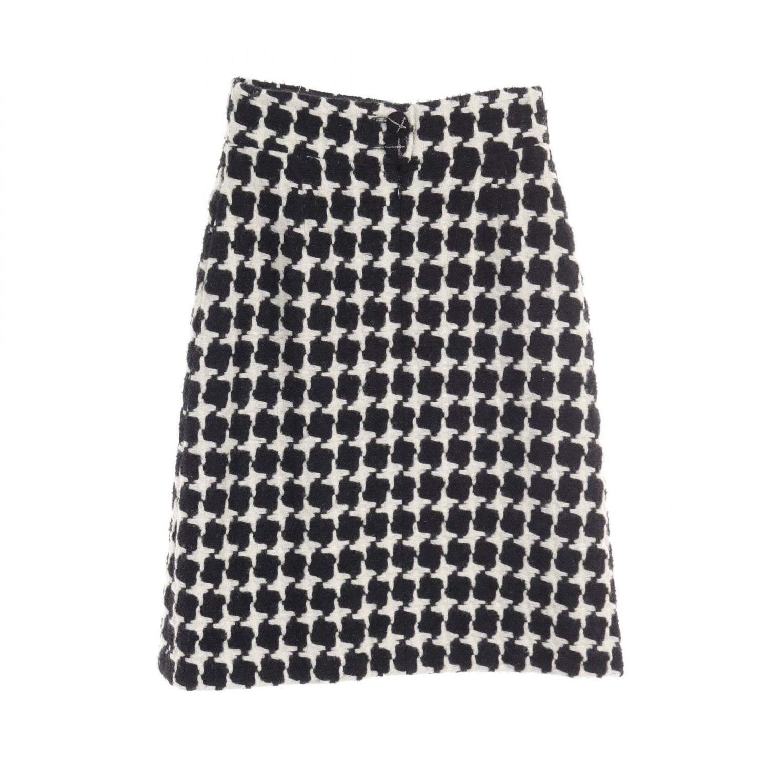 Chanel Black White Skirt Wool Nylon P 31691v 21813