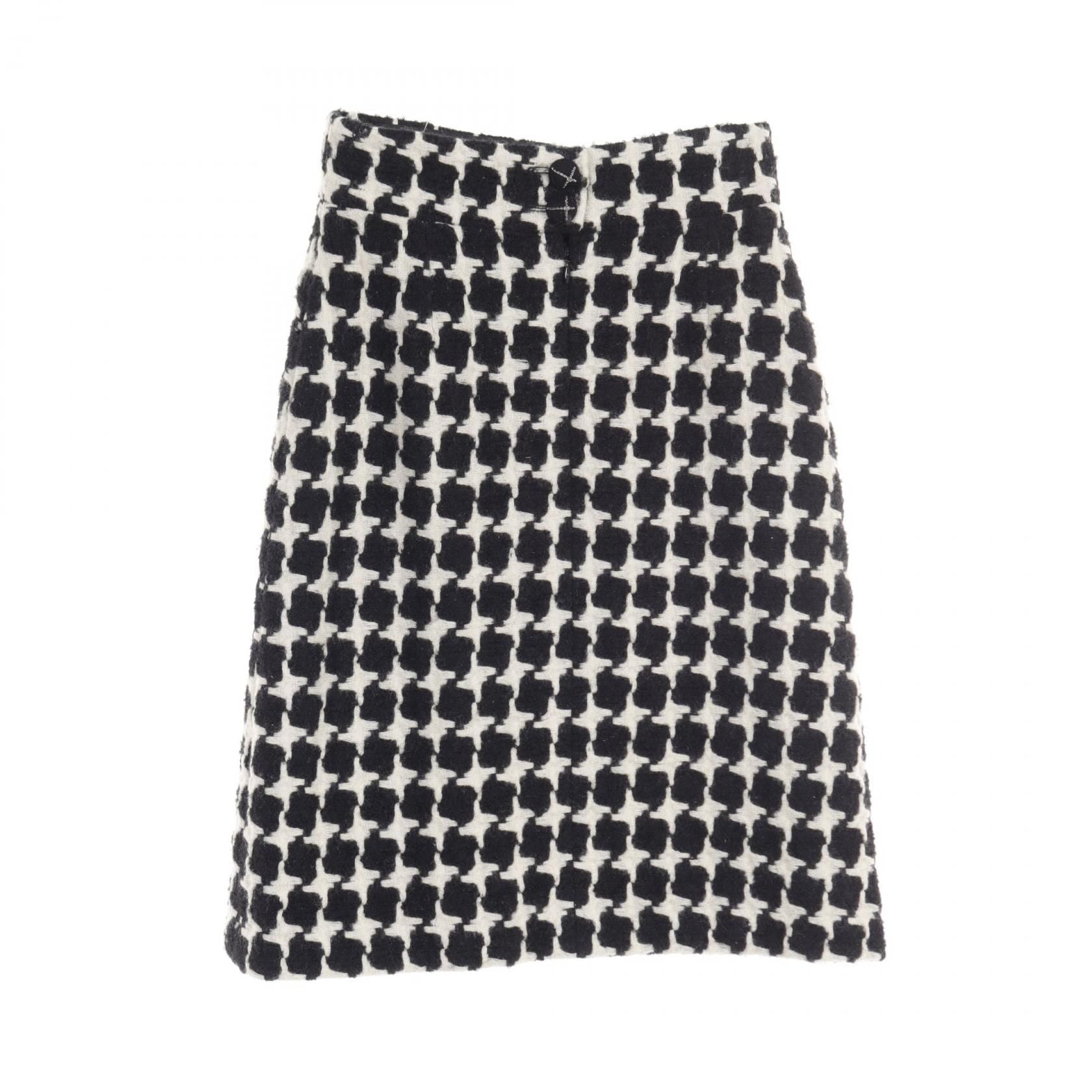 Chanel Black White Skirt Wool Nylon P 31691v 21813