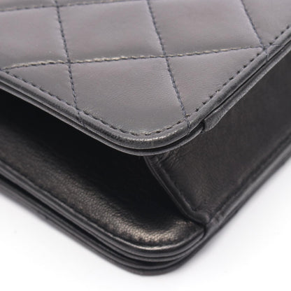 Chanel Black Matelasse Full Flap Shoulder Bag Lambskin (sheep Leather) A 03568