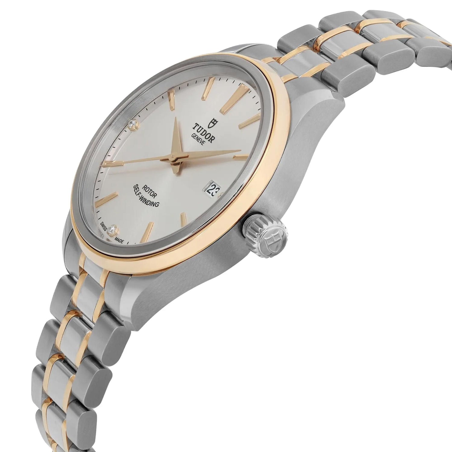 Tudor Style 38mm Gold Steel Silver Diamond Dial Men Automatic Watch 12503-0005