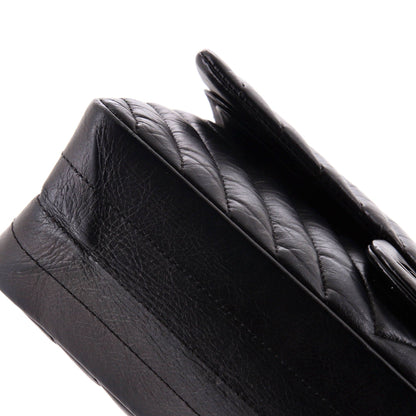 Chanel So Black Reissue 2.55 Flap Bag Chevron Aged Calfskin 225