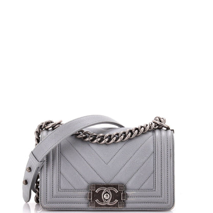 Chanel Boy Flap Bag Chevron Caviar Small